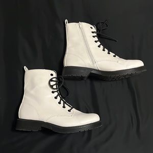Time and Tru white combat boots